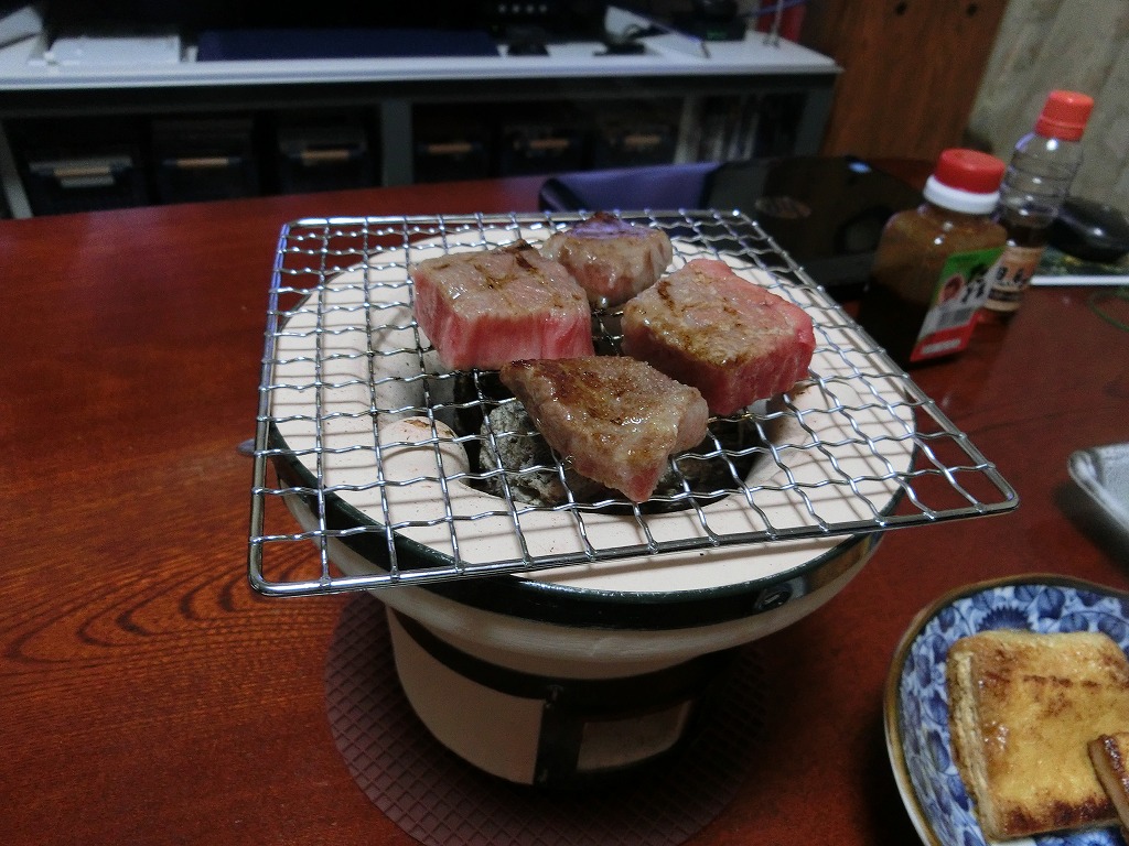 ミニ七輪で焼き肉_20150103