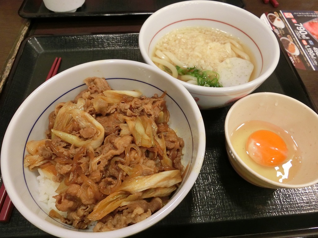 なか卯で和風牛丼とハイカラ小うどん_20160916